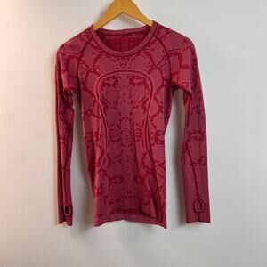 Lululemon Swiftly Tech Long Sleeve Top Size 4 Snakeskin Heathered Cranberry